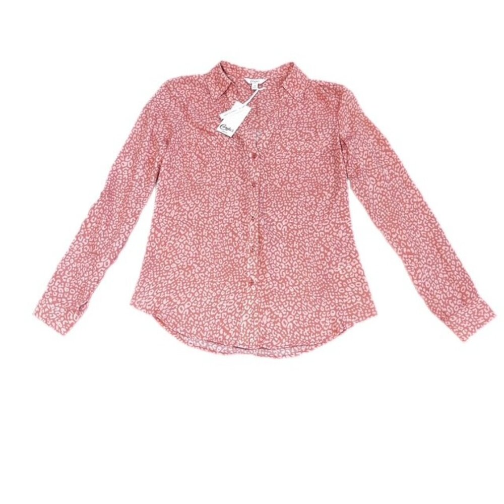 Juniors Candie's Sheer Animal Print Button Up Blouse Pink Size XS New!